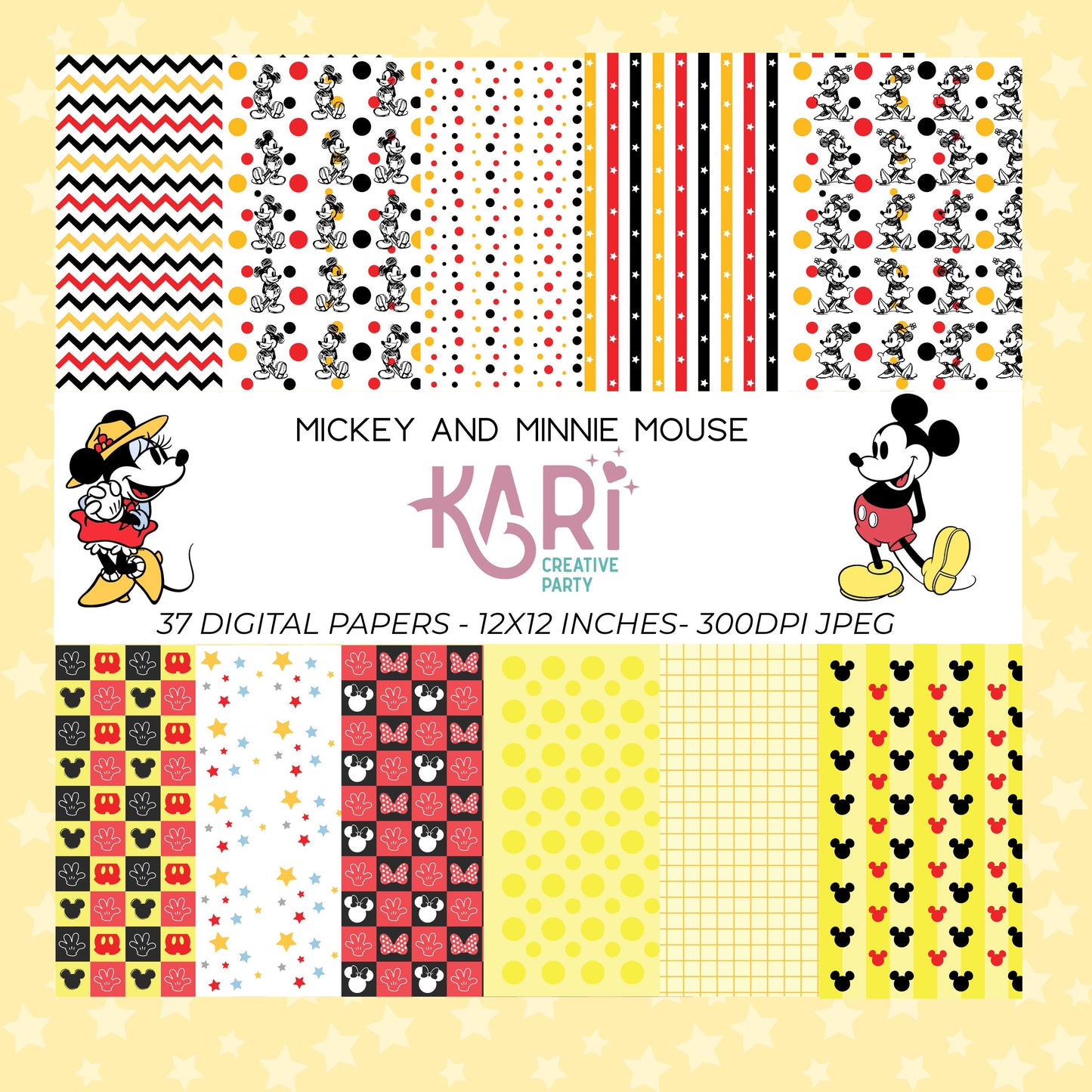 Minnie and Mickey Mouse Digital Paper