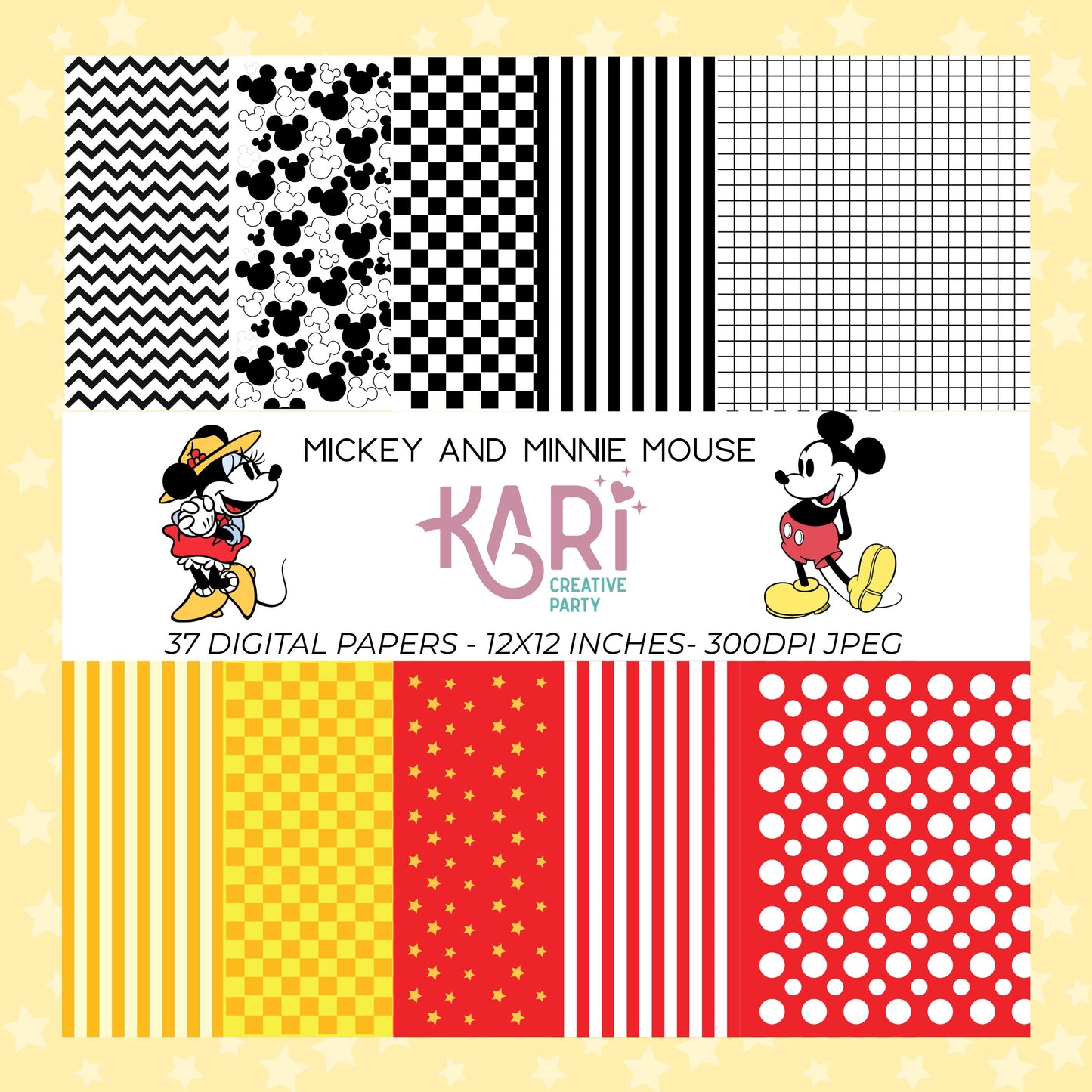 Minnie and Mickey Mouse Digital Paper