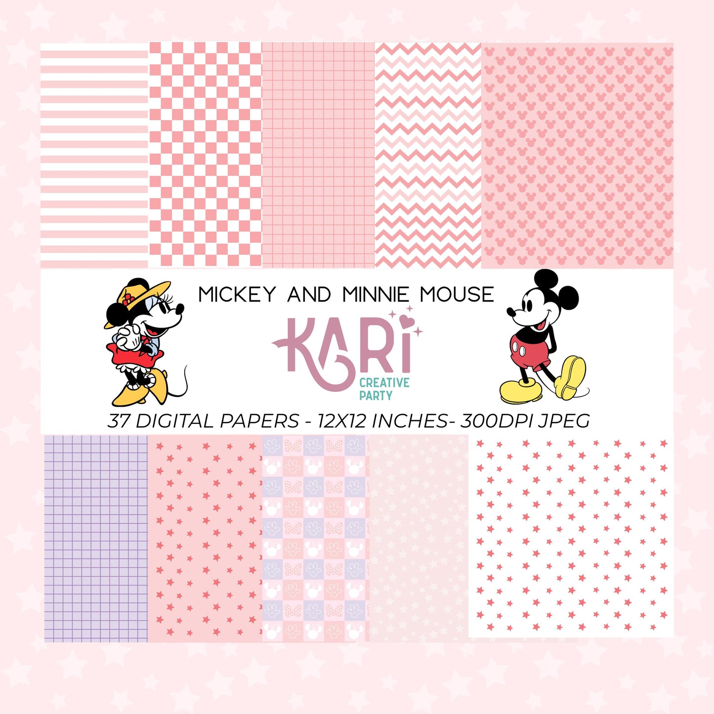 Minnie and Mickey Mouse Digital Paper
