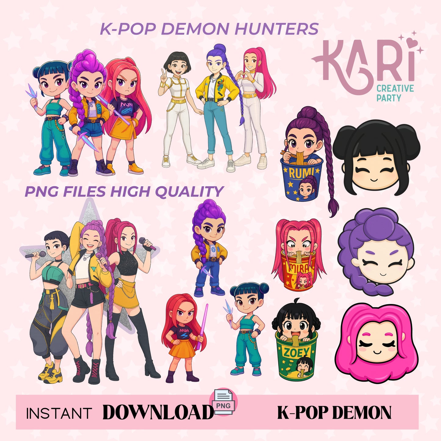 K-Pop Demon Hunters Clipart Bundle
