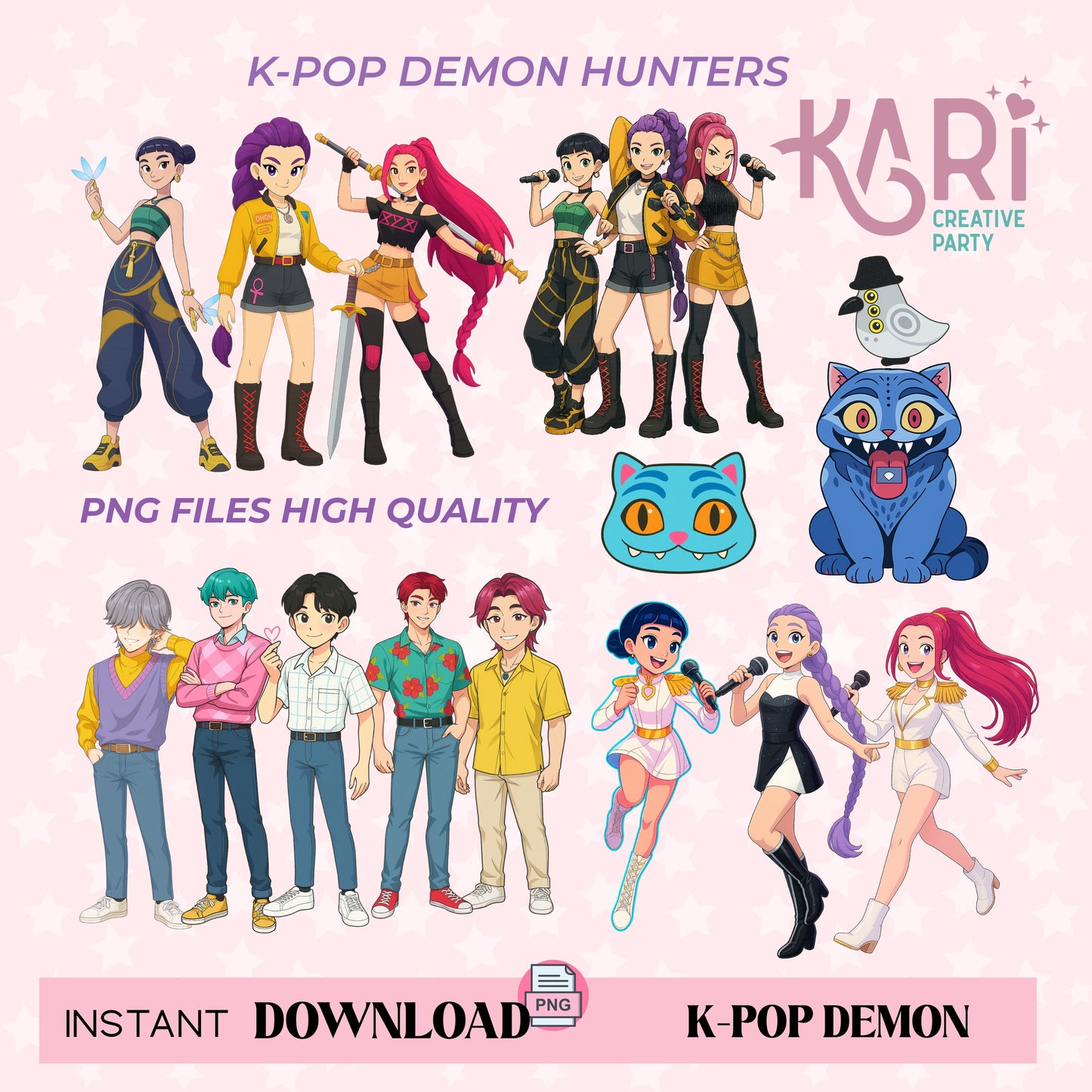 K-Pop Demon Hunters Clipart Bundle