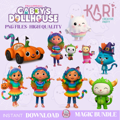Gabby's Dollhouse Halloween PNG cliparts/ Gabby's Dollhouse halloween bundle