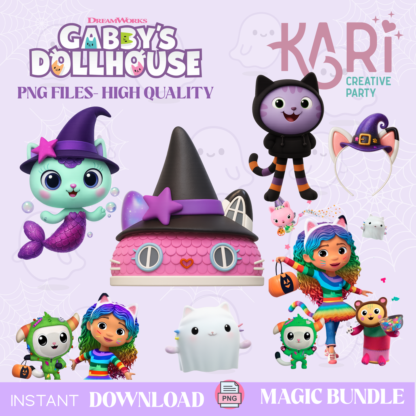 Gabby's Dollhouse Halloween PNG cliparts/ Gabby's Dollhouse halloween bundle