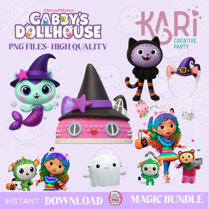 Gabby's Dollhouse Halloween PNG cliparts/ Gabby's Dollhouse halloween bundle
