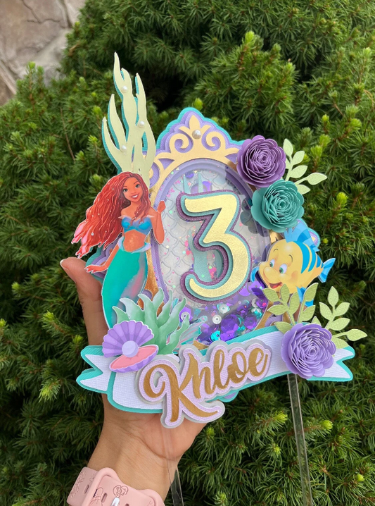 Black little mermaid cake topper