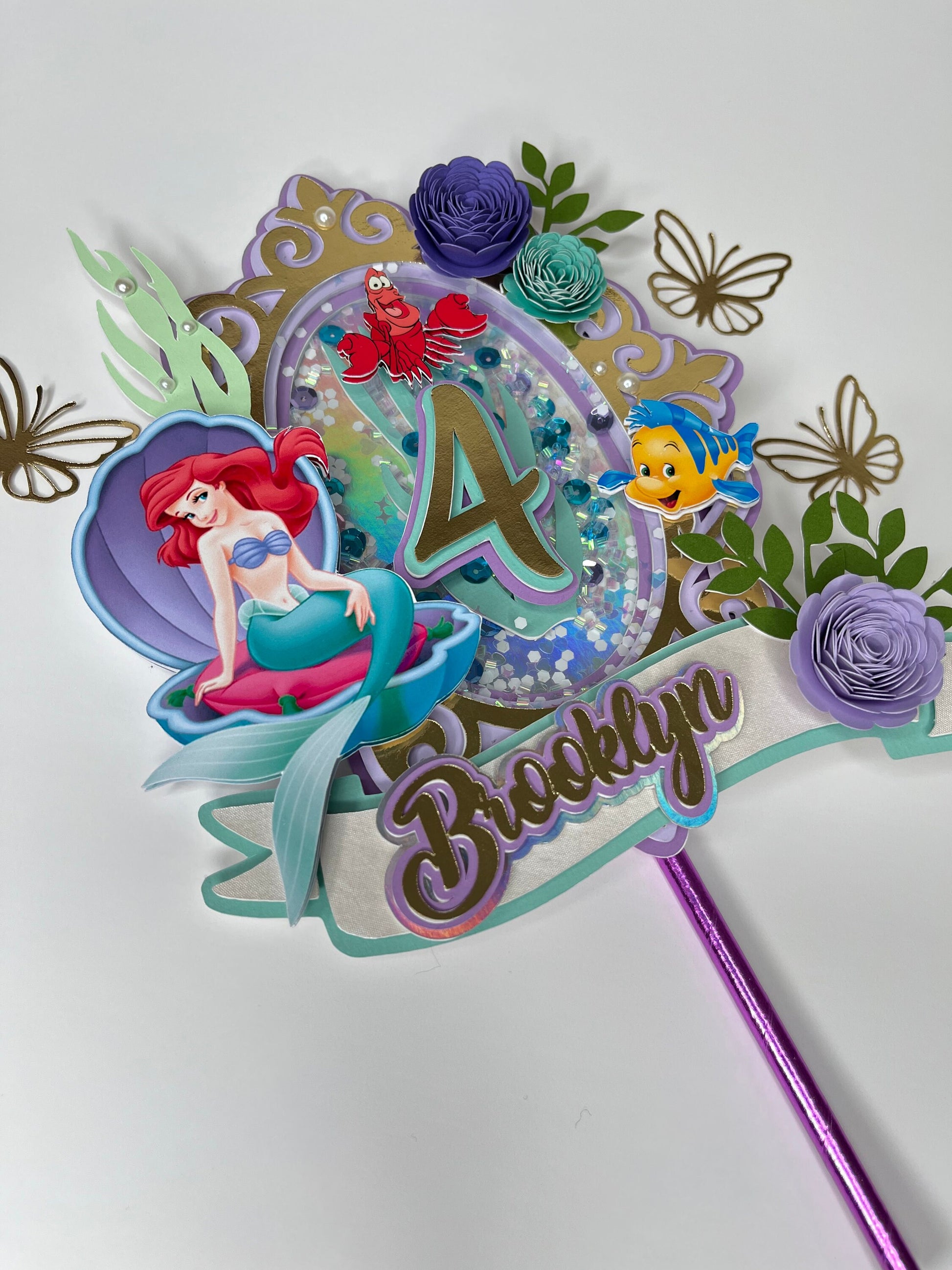 Little Mermaid cake topper / mermaid shaker topper / princess cake topper / mermaid inspired cake topper / mermaid party decor