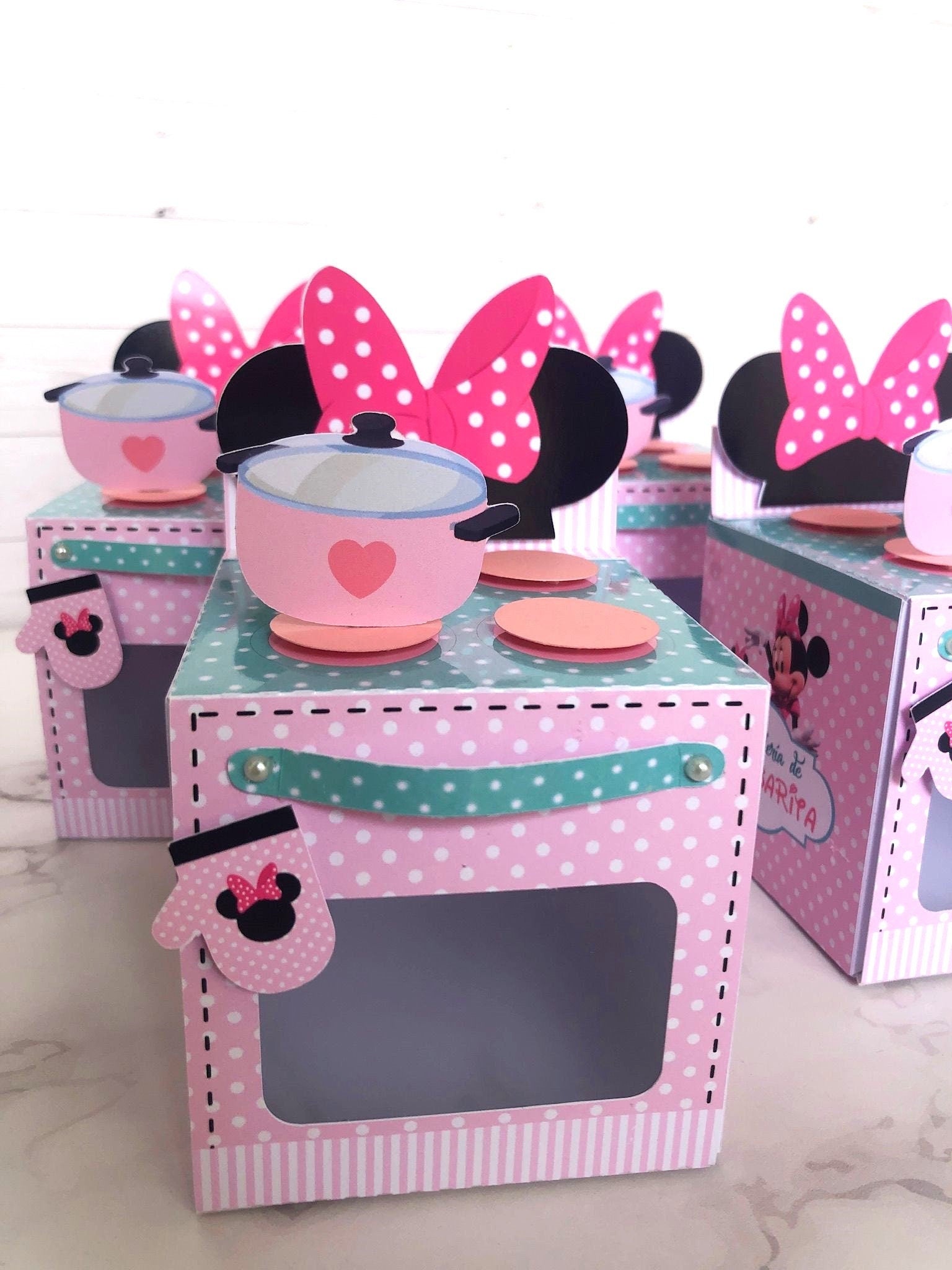 Minnie Kitchen favor boxes/ minnie treat boxes/ minnie party decor/ minnie birthday party