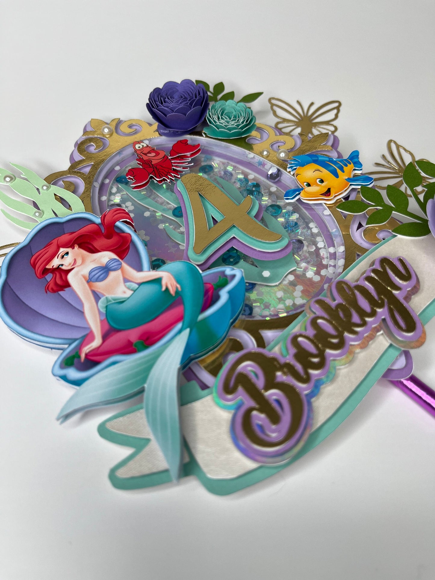 Little Mermaid cake topper / mermaid shaker topper / princess cake topper / mermaid inspired cake topper / mermaid party decor