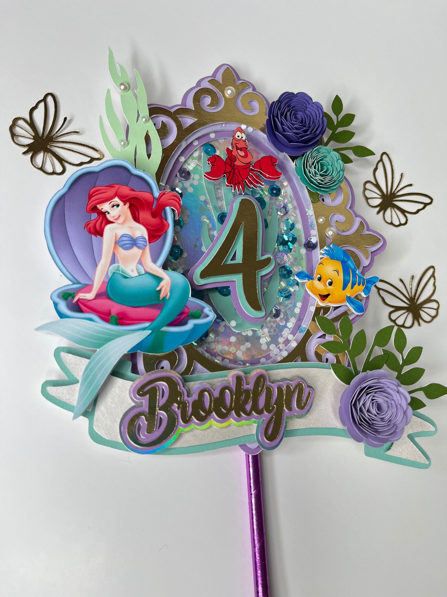 Little Mermaid cake topper / mermaid shaker topper / princess cake topper / mermaid inspired cake topper / mermaid party decor