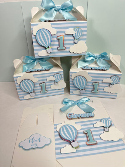 Cloud one favor boxes / hot air balloons favor boxes / air balloons party boxes / 1st birthday favor boxes/ baby shower favor boxes