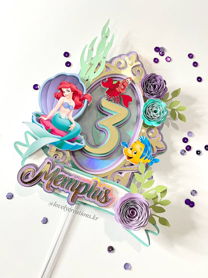 Little Mermaid cake topper / mermaid shaker topper / princess cake topper / mermaid inspired cake topper / mermaid party decor